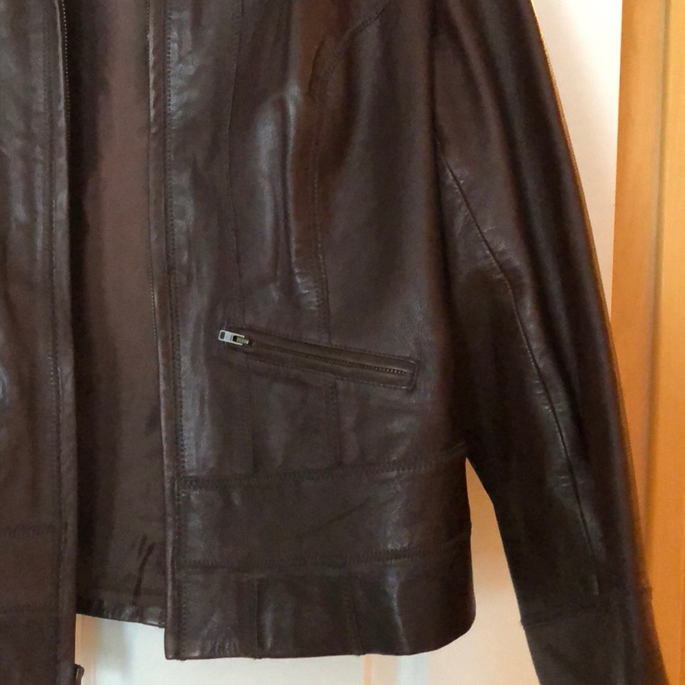 Leather jacket with seaming details